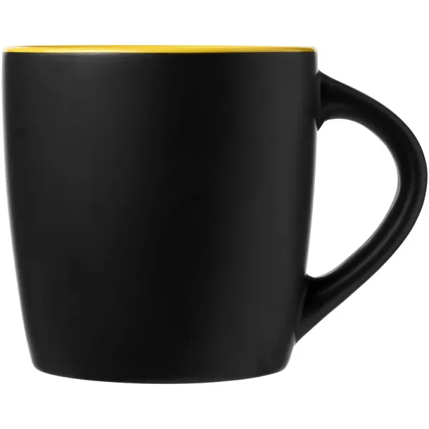 Riviera 340 ml ceramic mug Solid black Yellow