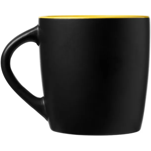 Riviera 340 ml ceramic mug Solid black Yellow