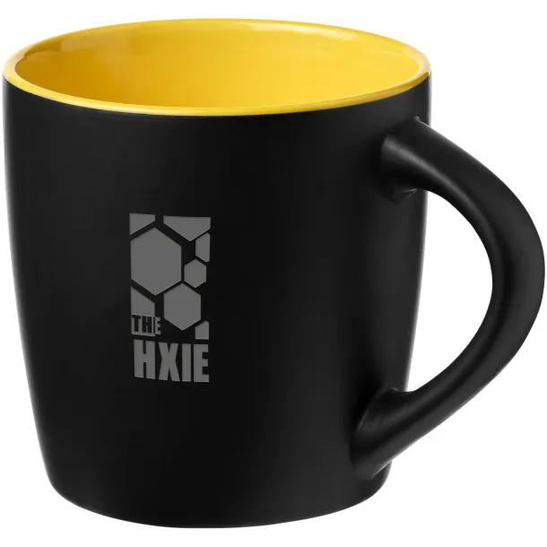 Riviera 340 ml ceramic mug Solid black Yellow