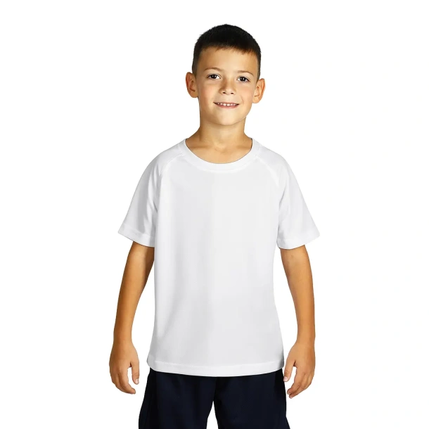 RECORD KIDS Kids sports T-shirt. 100% polyester - EXPLODE Bijela