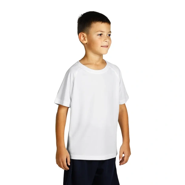 RECORD KIDS Kids sports T-shirt. 100% polyester - EXPLODE Bijela