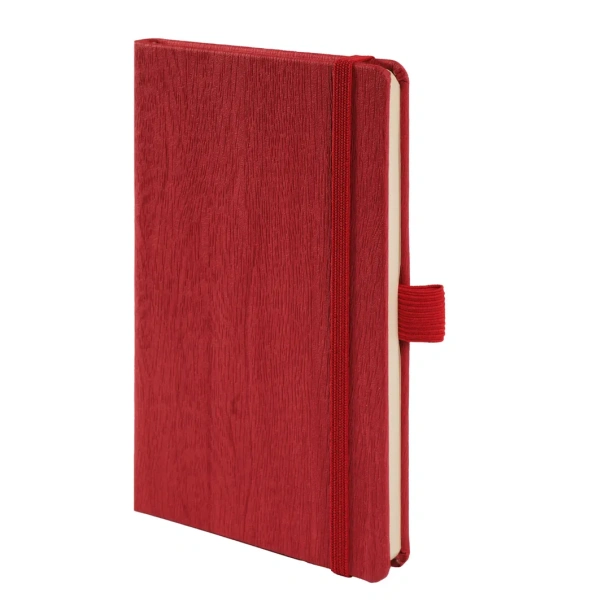 WOODY MINI Notes sa elastičnom trakom i držačem olovke, A6 Crvena