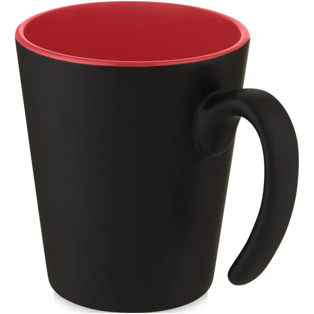 Oli 360 ml ceramic mug with handle - Unbranded Red Solid black