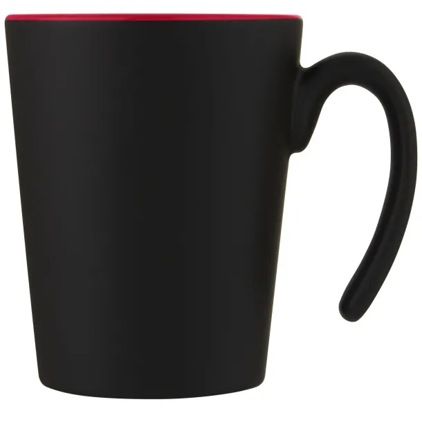 Oli 360 ml ceramic mug with handle - Unbranded Red Solid black