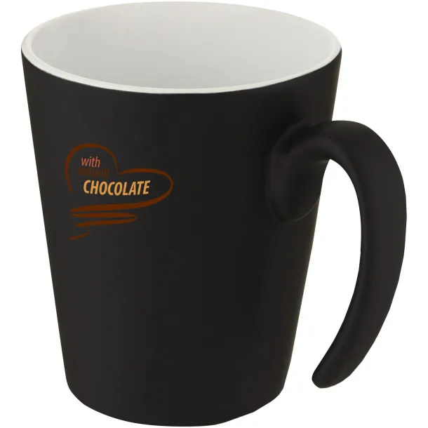 Oli 360 ml ceramic mug with handle - Unbranded White Solid black