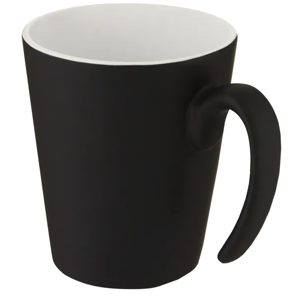 Oli 360 ml ceramic mug with handle - Unbranded White Solid black