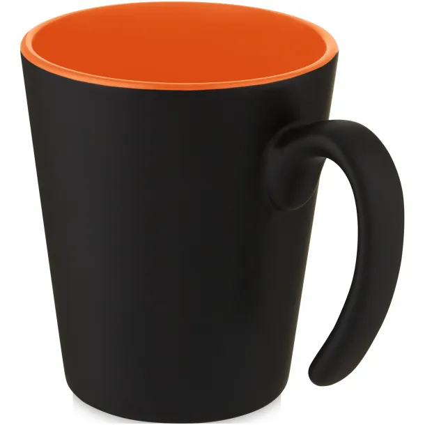 Oli 360 ml ceramic mug with handle - Unbranded Orange Solid black