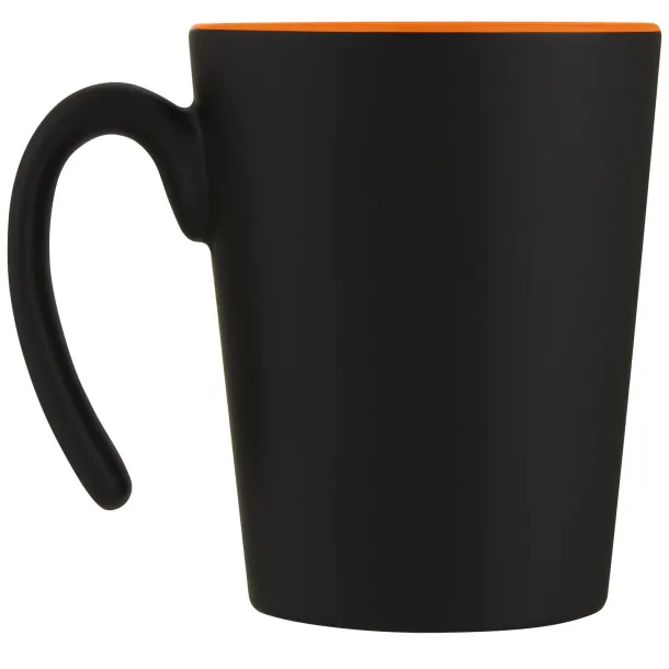 Oli 360 ml ceramic mug with handle - Unbranded Orange Solid black