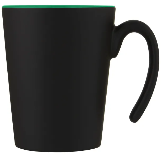 Oli 360 ml ceramic mug with handle - Unbranded Green Solid black