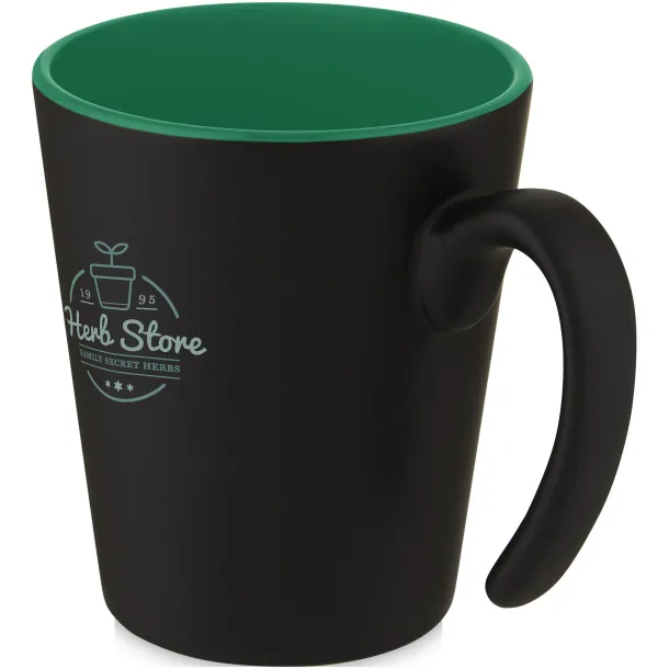 Oli 360 ml ceramic mug with handle - Unbranded Green Solid black