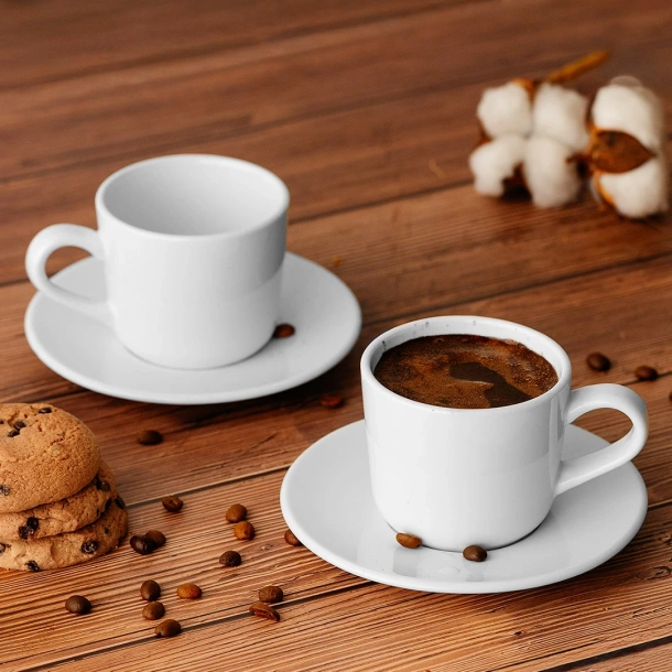 MILL Šalica i tanjurić za cappuccino od fine keramike, 150 ml Bijela