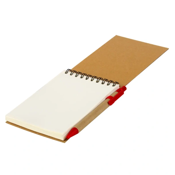 ORGANIC biorazgradivi džepni notes s olovkom Crvena
