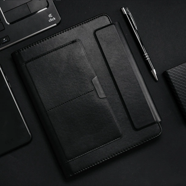 ALCANTARA notes s portfolio mapom, A5 - PRO BOOK Crna