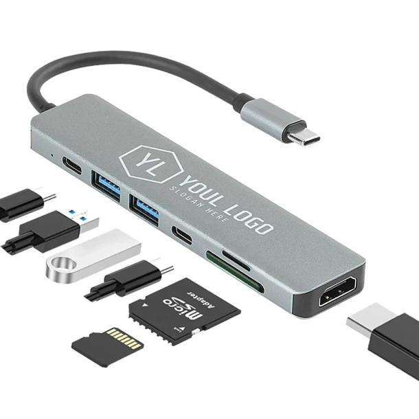 VOLT 7IN1  7 ports USB Hub Tamno siva