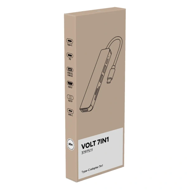 VOLT 7IN1  7 ports USB Hub Tamno siva