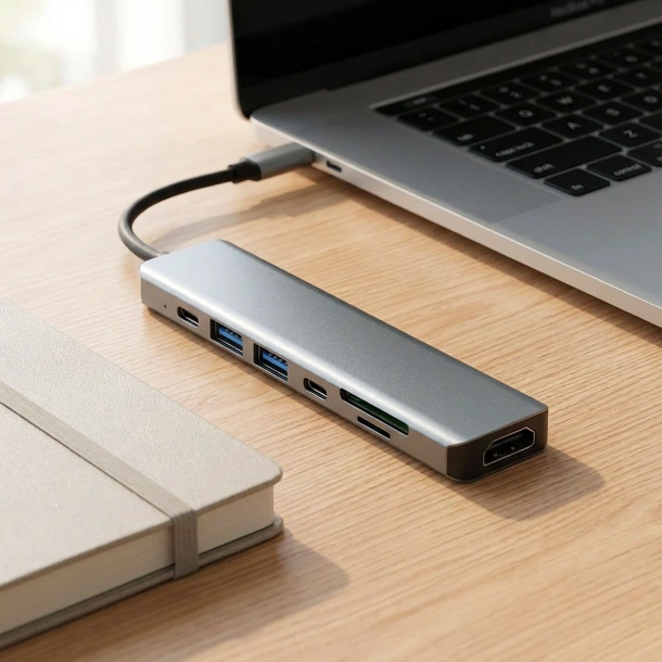 VOLT 7IN1  7 ports USB Hub Tamno siva
