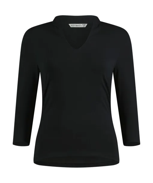  Regular Fit Mandarin Collar Top 3/4 Sleeve - Kustom Kit Black