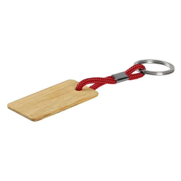 LOG R wooden keyring Red