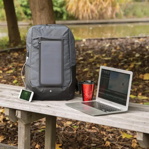  Swiss Peak eclipse solar backpack Black