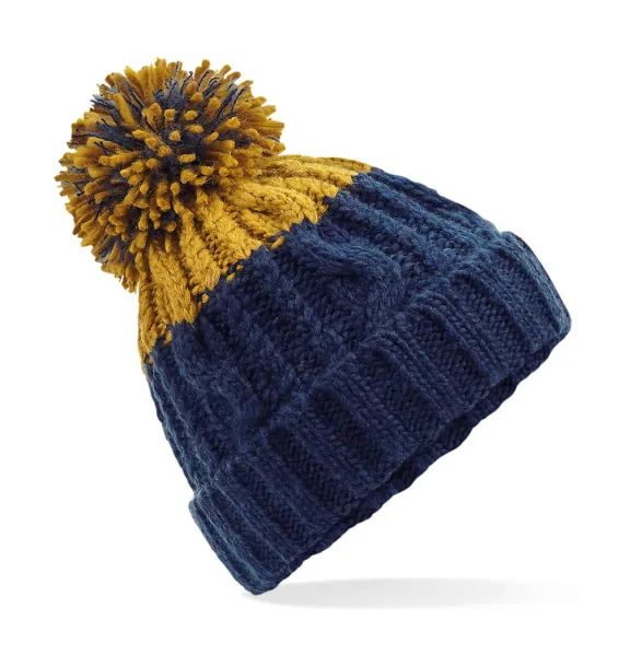  Apres Beanie - Beechfield Oxford Navy Mustard