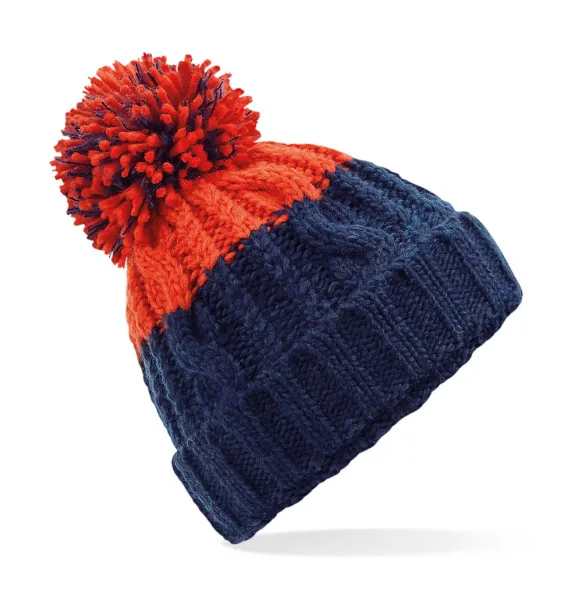  Apres Beanie - Beechfield Oxford Navy Fire Red