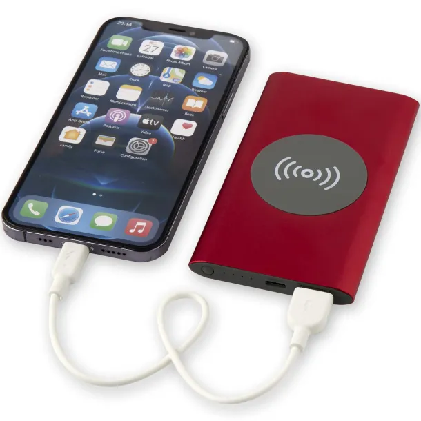 Juice 4000 mAh Type-C recycled aluminium wireless power bank - Unbranded Red