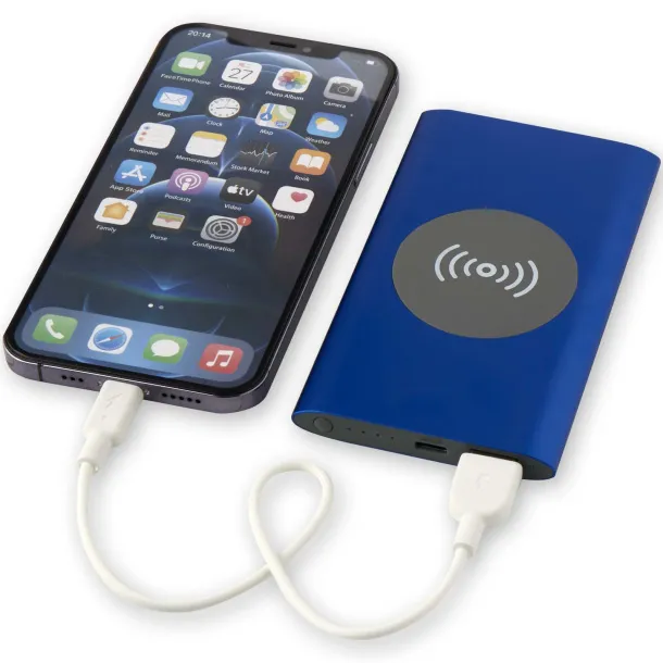 Juice 4000 mAh Type-C recycled aluminium wireless power bank - Unbranded Royal blue