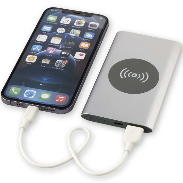 Juice 4000 mAh Type-C recycled aluminium wireless power bank Silver