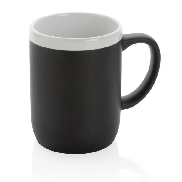  Keramička šalica s bijelim rubom, 300 ml - XD Collection Crna Bijela
