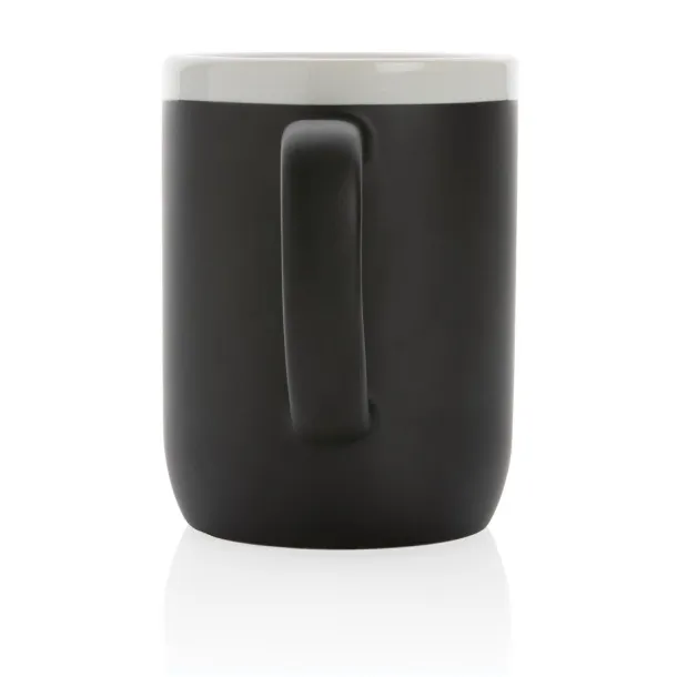  Keramička šalica s bijelim rubom, 300 ml - XD Collection Crna Bijela