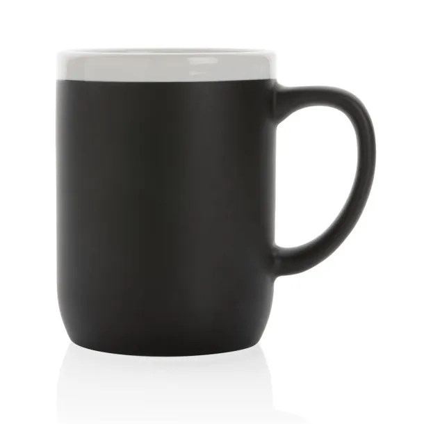  Keramička šalica s bijelim rubom, 300 ml - XD Collection Crna Bijela