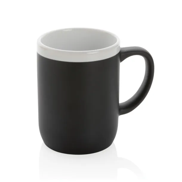  Keramička šalica s bijelim rubom, 300 ml - XD Collection Crna Bijela