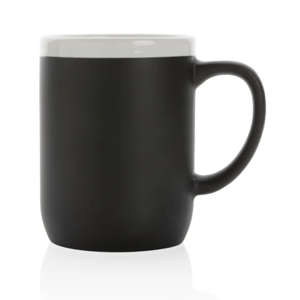  Keramička šalica s bijelim rubom, 300 ml - XD Collection Crna Bijela