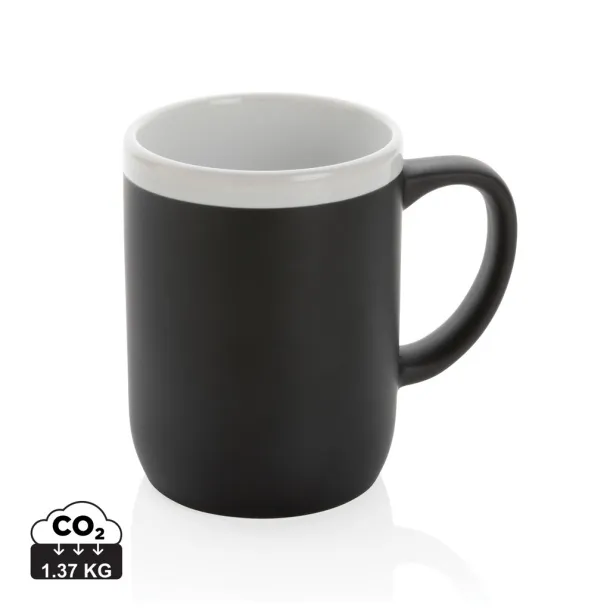  Keramička šalica s bijelim rubom, 300 ml - XD Collection Crna Bijela