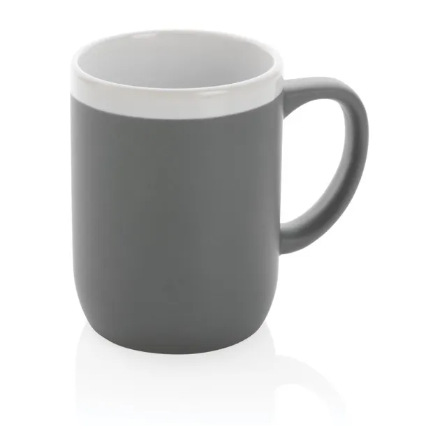  Keramička šalica s bijelim rubom, 300 ml - XD Collection Siva Bijela