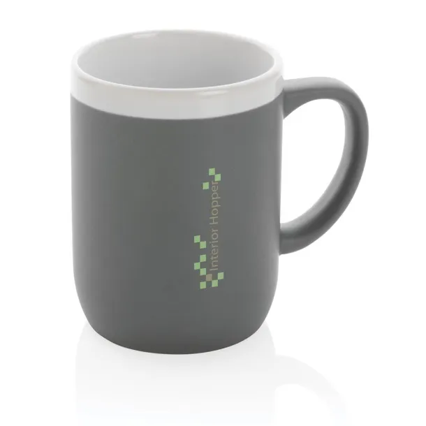  Keramička šalica s bijelim rubom, 300 ml - XD Collection Siva Bijela