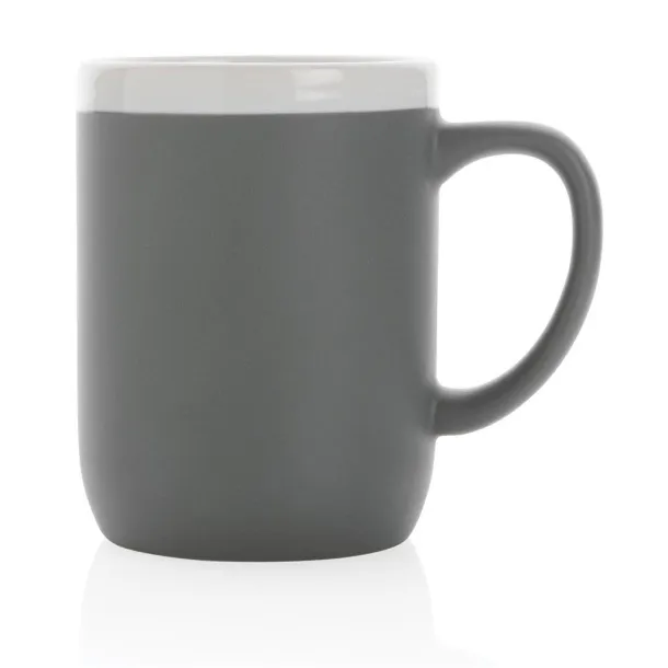  Keramička šalica s bijelim rubom, 300 ml - XD Collection Siva Bijela