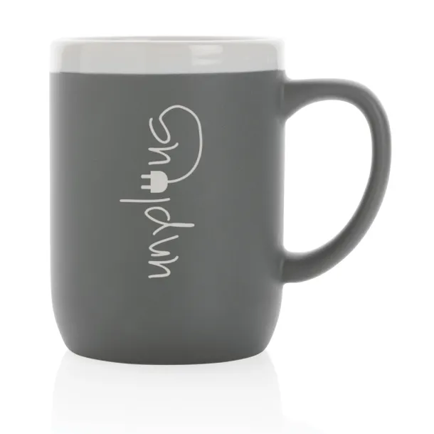  Keramička šalica s bijelim rubom, 300 ml - XD Collection Siva Bijela