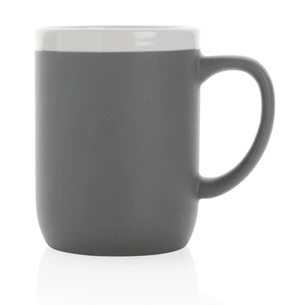  Keramička šalica s bijelim rubom, 300 ml - XD Collection Siva Bijela