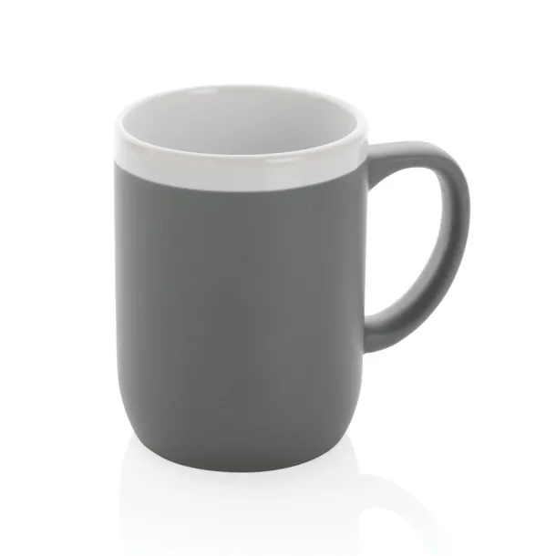 Keramička šalica s bijelim rubom, 300 ml - XD Collection Siva Bijela