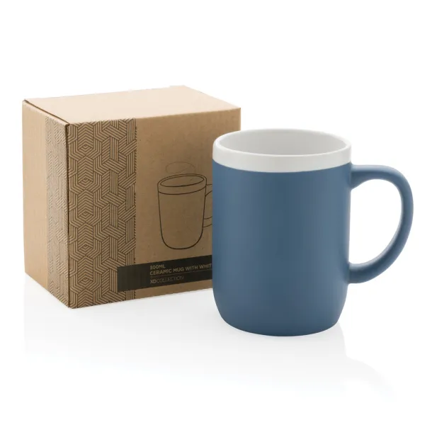  Keramička šalica s bijelim rubom, 300 ml - XD Collection Plava Bijela
