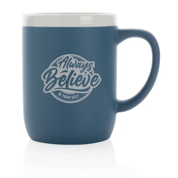  Keramička šalica s bijelim rubom, 300 ml - XD Collection Plava Bijela