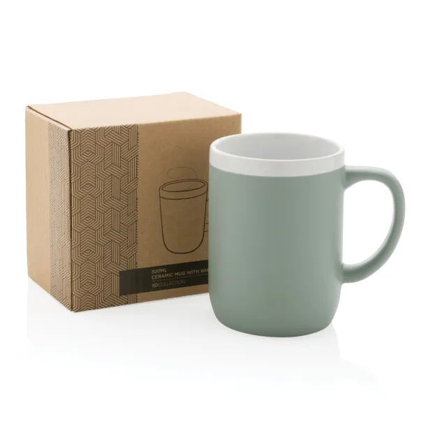  Keramička šalica s bijelim rubom, 300 ml - XD Collection 45533C Bijela