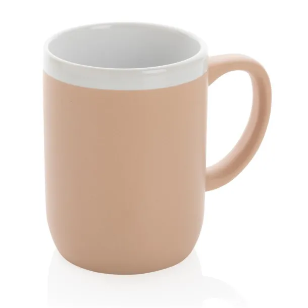  Keramička šalica s bijelim rubom, 300 ml - XD Collection brown, white Bijela