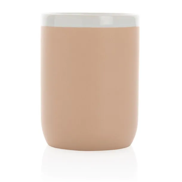  Keramička šalica s bijelim rubom, 300 ml - XD Collection brown, white Bijela