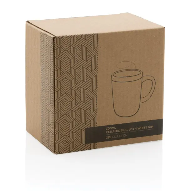 Keramička šalica s bijelim rubom, 300 ml - XD Collection brown, white Bijela