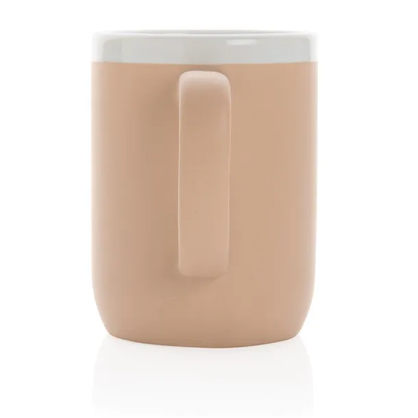  Keramička šalica s bijelim rubom, 300 ml - XD Collection brown, white Bijela