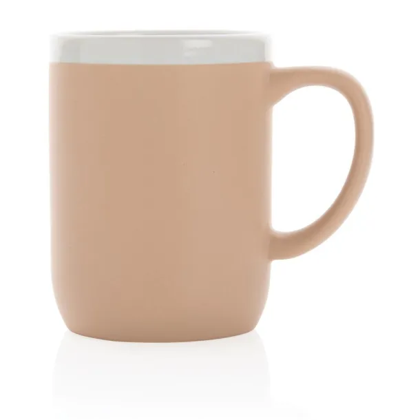 Keramička šalica s bijelim rubom, 300 ml - XD Collection brown, white Bijela