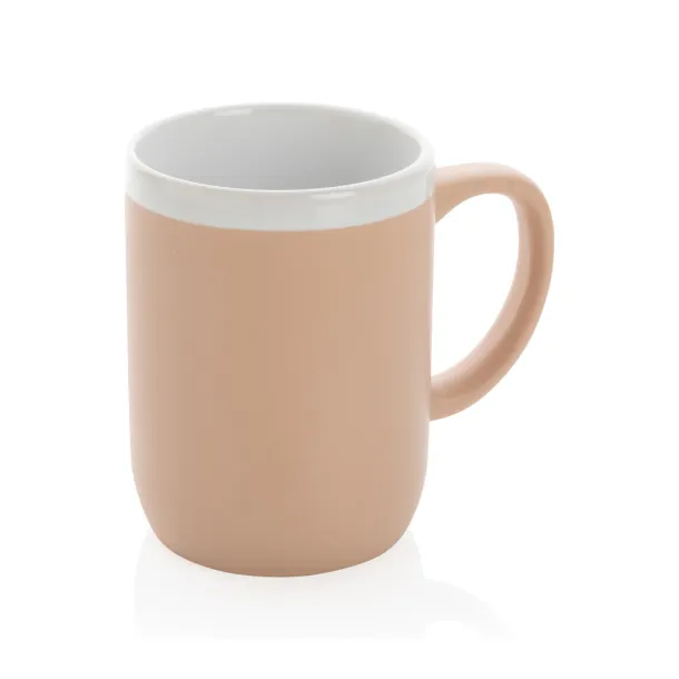  Keramička šalica s bijelim rubom, 300 ml - XD Collection brown, white Bijela