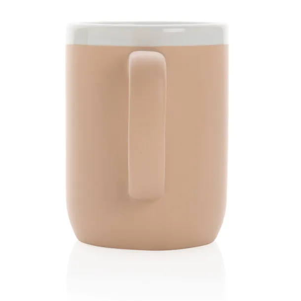  Keramička šalica s bijelim rubom, 300 ml - XD Collection brown, white Bijela
